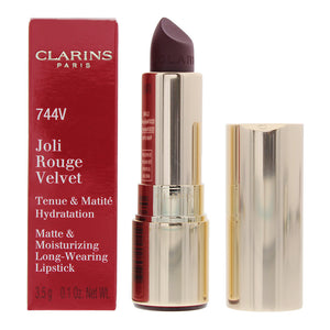 Clarins Joli Rouge Velvet Matte and Moisturising Long Wearing 744V Plum Lipstick 3.5g