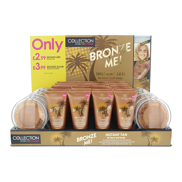 Collection 2000 Bronze Me! Instant Tan Wash Off 40 Piece Gift Set: 12 x Light/Medium Self-Tan 60ml - 15 x Medium/Dark Self-Tan 60ml - 12 x Bronzing
