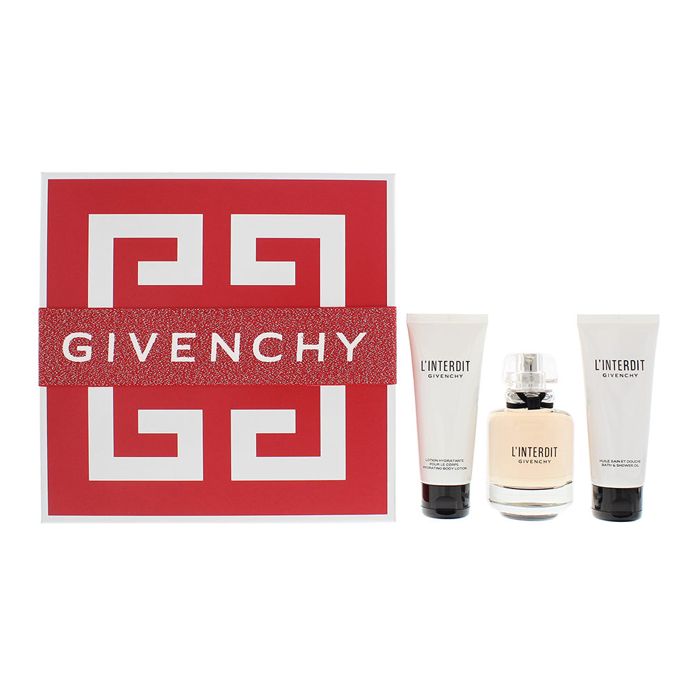Givenchy L'interdit 3 Piece Gift Set: Eau de Parfum 80ml - Body Lotion 75ml - Shower Gel 75ml