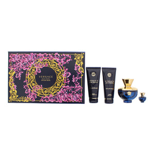 Versace Pour Femme Dylan Blue 4 Piece Gift Set: Eau de Parfum 100ml - Shower Gel 100ml - Body Lotion 100ml - Eau de Parfum 5ml