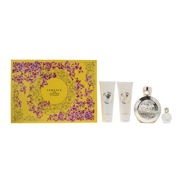Versace Eros Pour Femme 4 Piece Gift Set: Eau de Parfum 100ml - Shower Gel 100ml