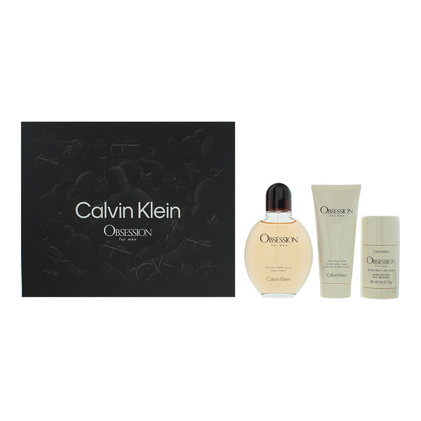 Calvin Klein Obsession For Men 3 Piece Gift Set: Eau De Toilette 125ml - Aftershave