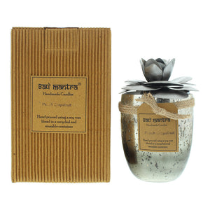 Bali Mantra Camellia Glass Silver Peach Grapefruit Candle 500G