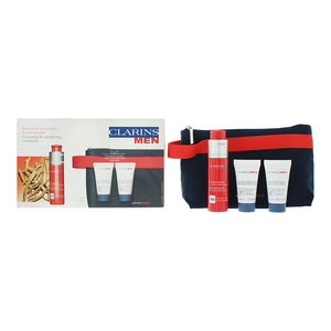 Clarins Men 4 Piece Gift Set: Energisant Gel 50ml - Cleansers 30ml - Sham