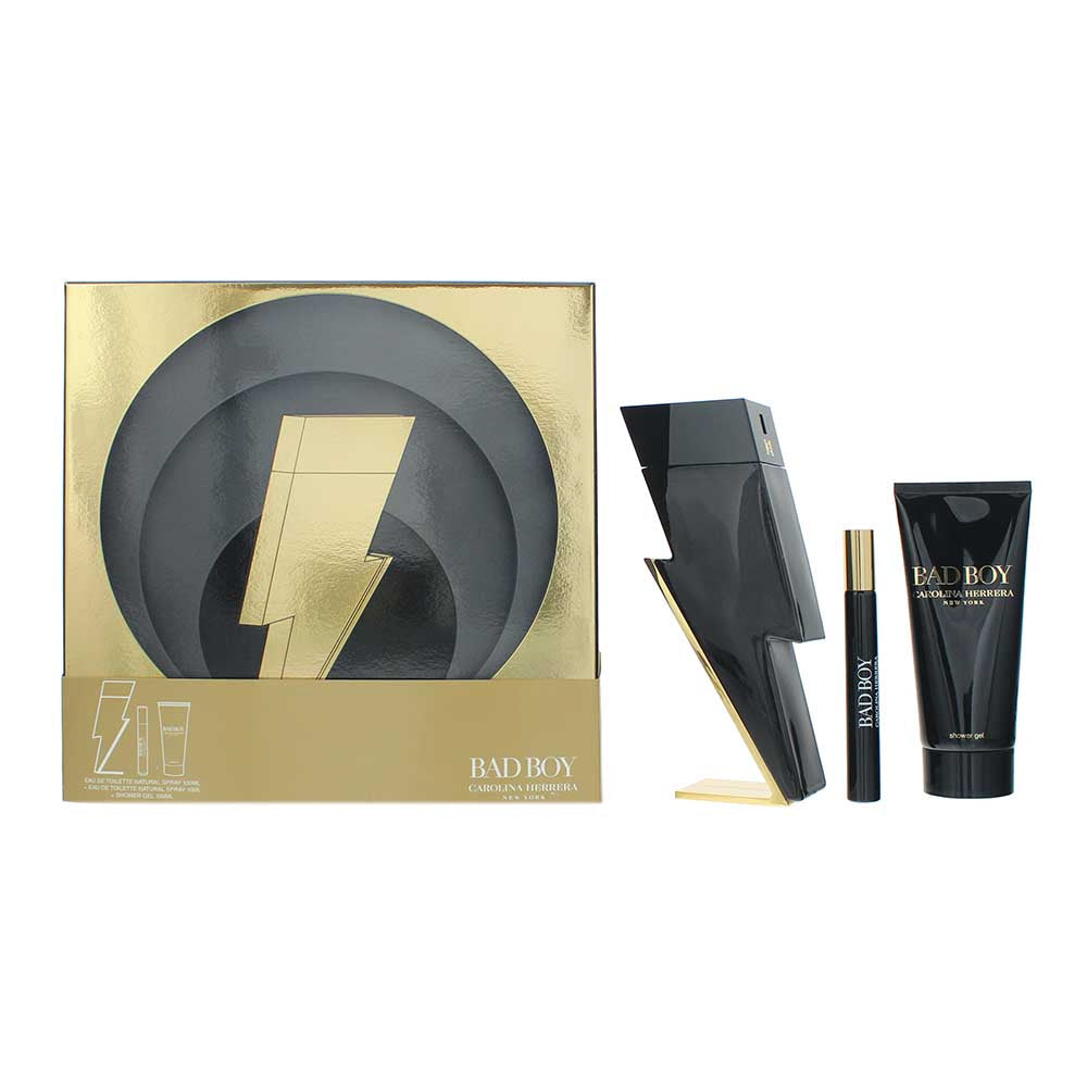 Carolina Herrera Bad Boy 3 Piece Gift Set: Eau De Toilette 100ml - Eau De Toilet