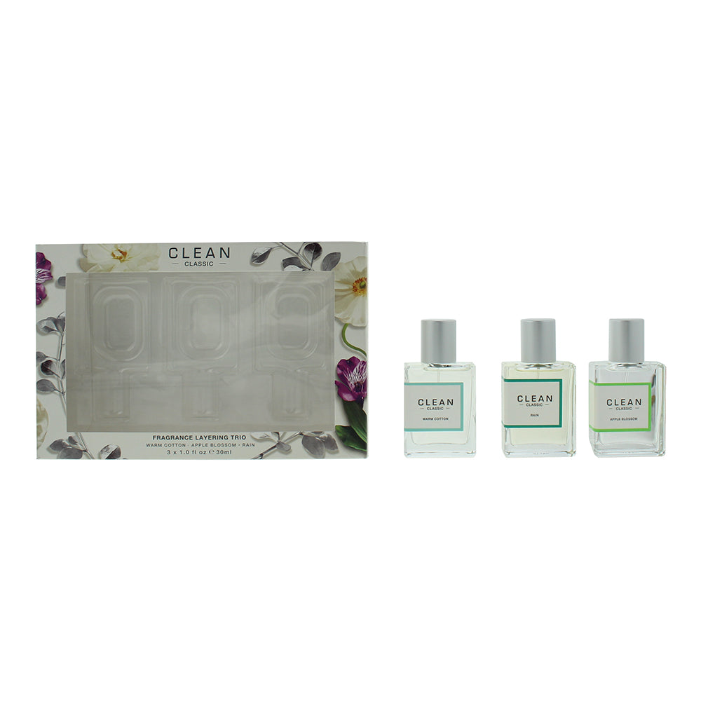 Clean Classic 3 Piece Gift Set: Warm Cotton - Apple Blossom - Rain 3 x Eau de Pa