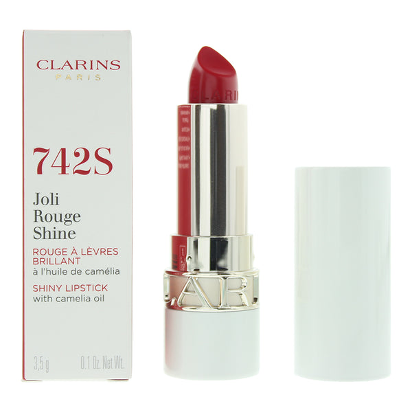 Clarins Joli Rouge Shine 742S Pretty Red Lipstick 4g