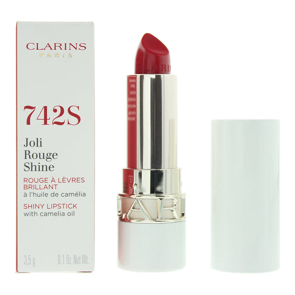 Clarins Joli Rouge Shine 742S Pretty Red Lipstick 4g
