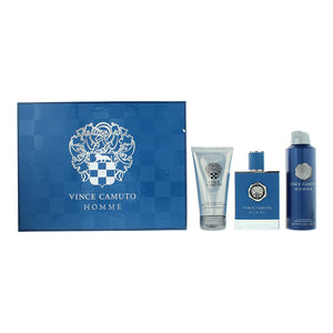 Vince Camuto Homme 3 Piece Gift Set: Eau de Toilette 100ml - Body Spray 180ml - Hair Shower Gel 150ml