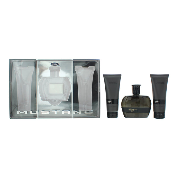 Mustang Black 3 Piece Gift Set: Eau de Toilette 100ml - Aftershave Balm 100ml - Hair Shower Gel 100ml
