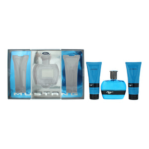 Mustang Blue 3 Piece Gift Set: Eau de Toilette 100ml - Aftershave Balm 100ml - Hair Shower Gel 100ml