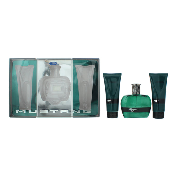 Mustang Green 3 Piece Gift Set: Eau de Toilette 100ml - Aftershave Balm 100ml - Hair Shower Gel 100ml