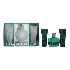 Mustang Green 3 Piece Gift Set: Eau de Toilette 100ml - Aftershave Balm 100ml - Hair Shower Gel 100ml