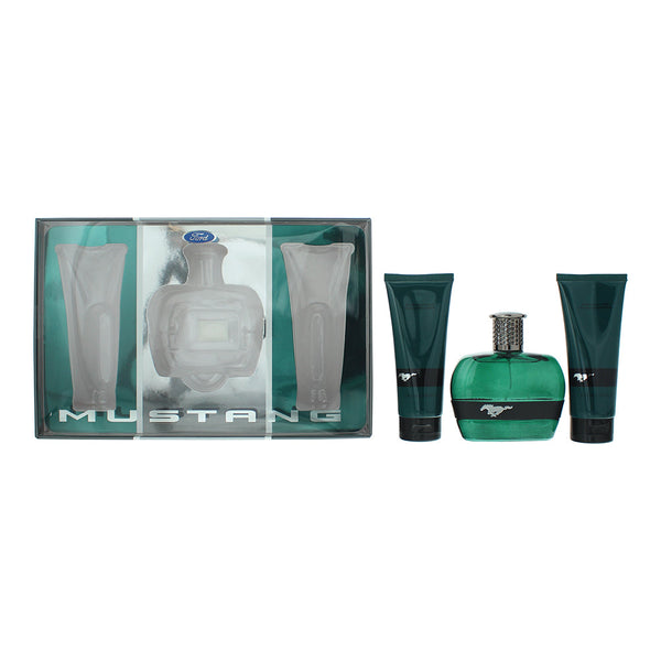 Mustang Green 3 Piece Gift Set: Eau de Toilette 100ml - Aftershave Balm 100ml - Hair Shower Gel 100ml
