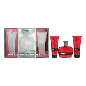 Mustang Red 3 Piece Gift Set: Eau de Toilette 100ml - Aftershave Balm 100ml - Hair Shower Gel 100ml