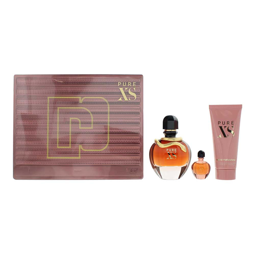 Paco Rabanne Pure Xs For Her 3 Piece Gift Set: Eau de Parfum 80ml - Eau de Parfum 6ml - Body Lotion 100ml