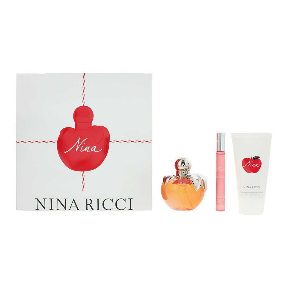 Nina Ricci Nina 3 Piece Gift Set: Eau De Toilette 80ml - Rollerball 10ml - Body Lotion 75ml