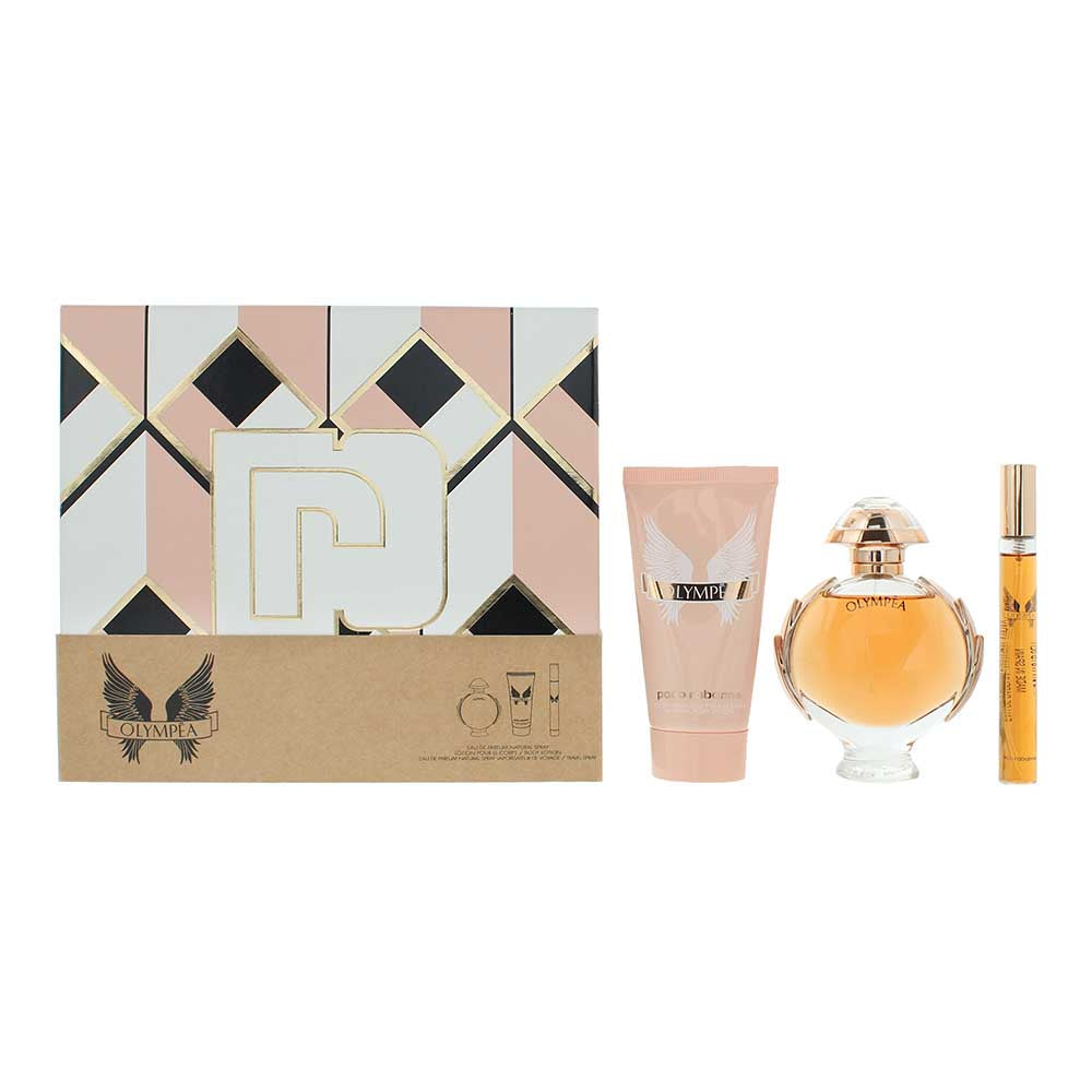Paco Rabanne Olympéa 3 Piece Gift Set: Eau de Parfum 50ml - Eau de Parfum 10ml - Body Lotion 75ml