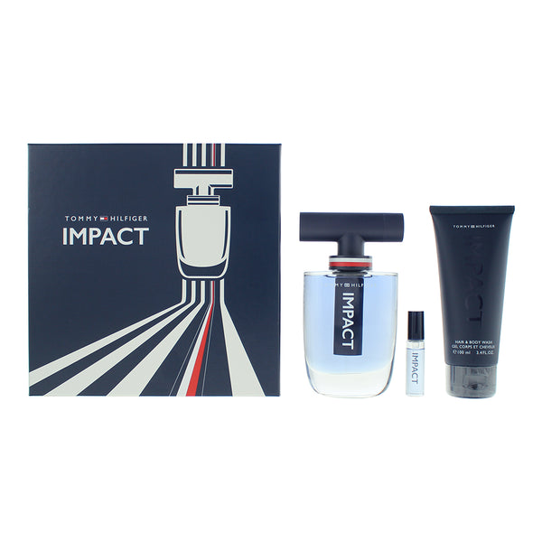 Tommy Hilfiger Impact 3 Piece Gift Set: Eau de Toilette 100ml - Shower Gel 100ml - Eau de Toilette 4ml