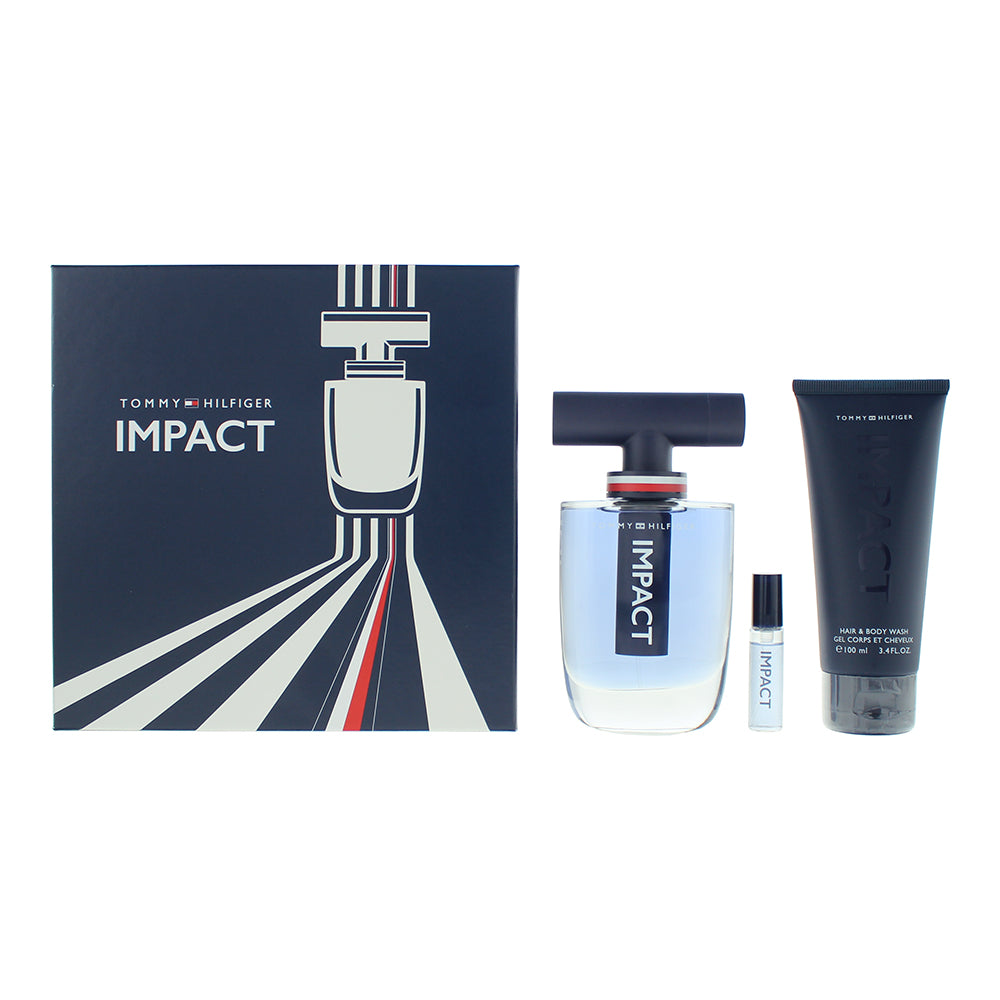 Tommy Hilfiger Impact 3 Piece Gift Set: Eau de Toilette 100ml - Shower Gel 100ml - Eau de Toilette 4ml