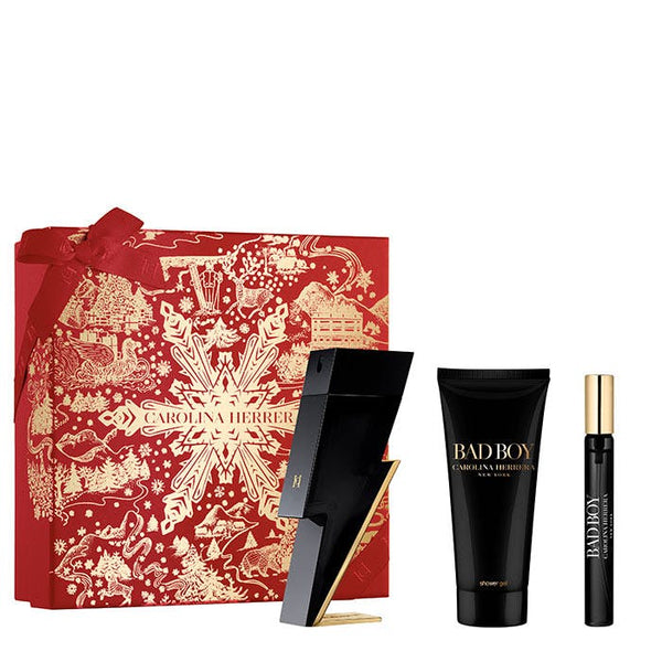 Carolina Herrera Bad Boy 3 Piece Gift Set: Eau De Toilette 100ml - Eau De Toilette 10ml - Shower Gel 100ml