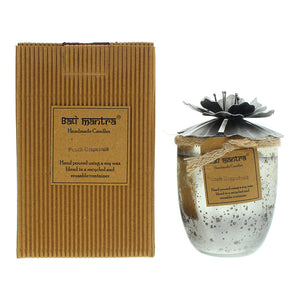 Bali Mantra Hibiscus Glass Silver Peach Grapefruit Candle 500G