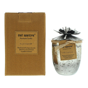 Bali Mantra Hibiscus Glass Silver Peach Grapefruit Candle 500G