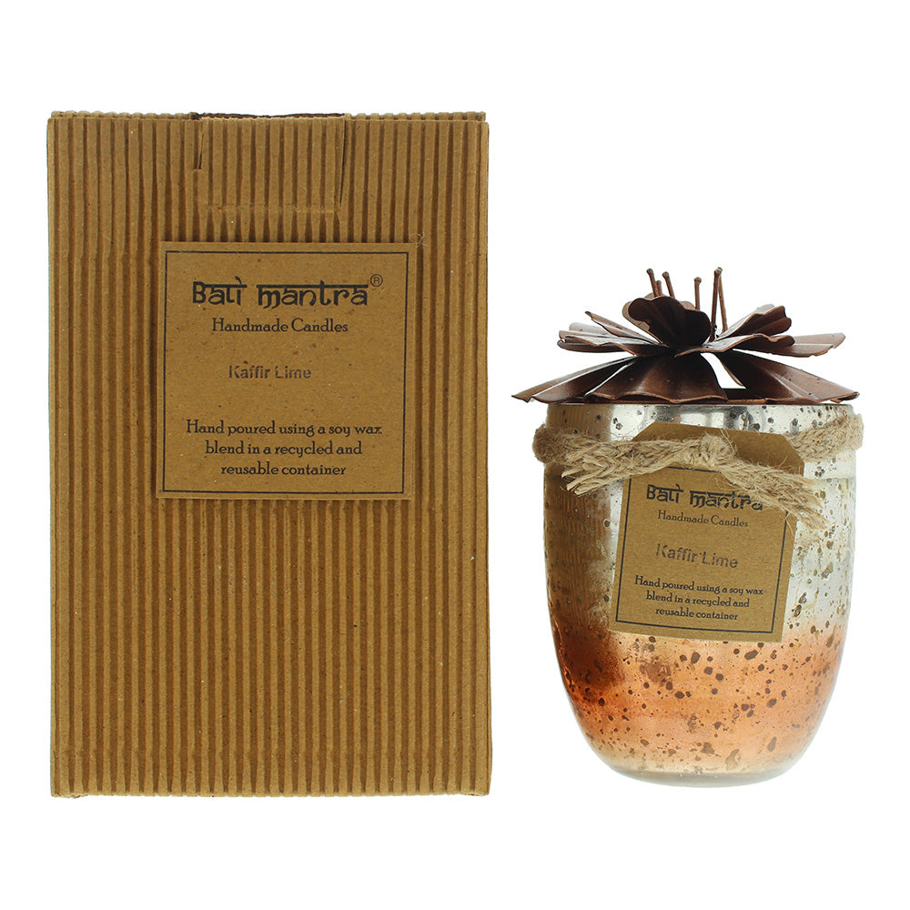 Bali Mantra Hibiscus Glass Copper Kafir Lime Candle 500G