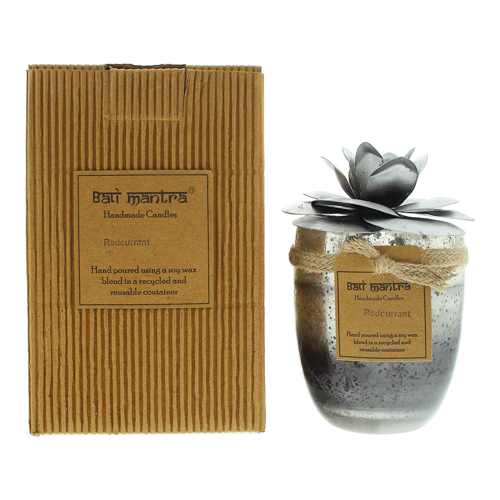 Bali Mantra Camellia Glass Silver Redcurrant Candle 500G