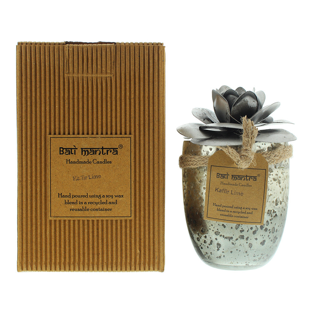 Bali Mantra Camellia Glass Silver Kafir Lime Candle 500G