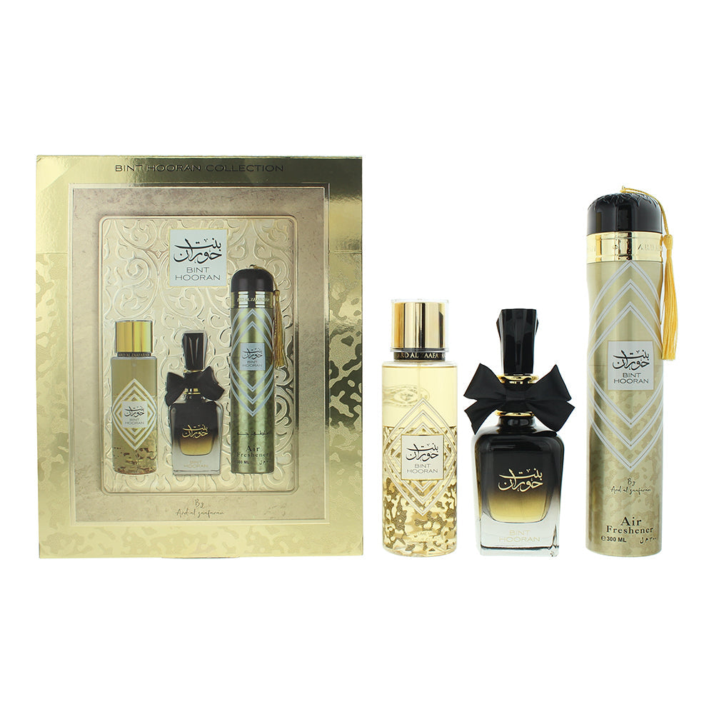 Ard Al Zaafaran Bint Hooran 3 Piece Gift Set: Eau De Parfum 100ml - Perfume Mist 250ml - Air Freshener 300ml