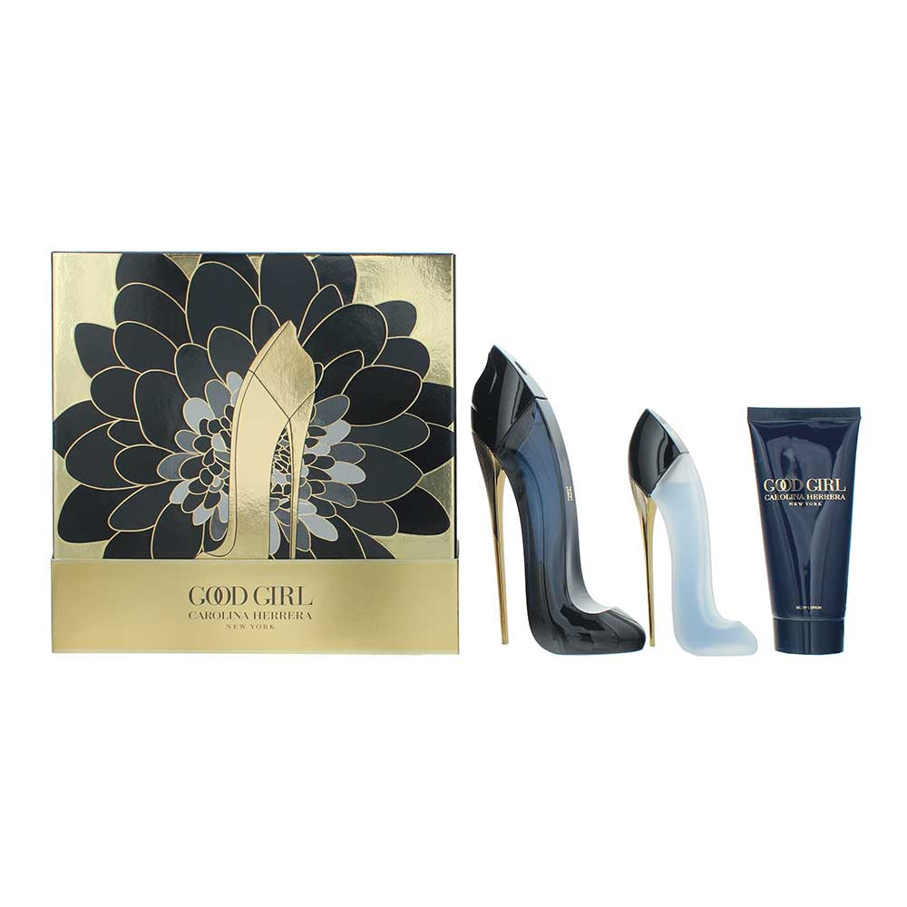 Carolina Herrera Good Girl 3 Piece Gift Set: Eau De Parfum 80ml - Hair Mist 30ml - Body Lotion 100ml