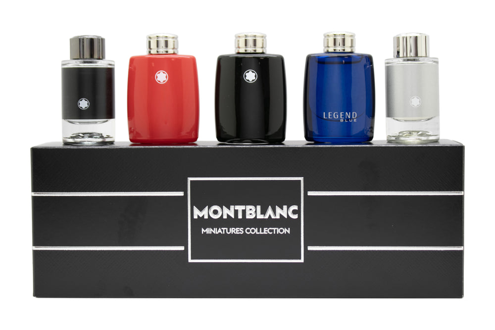 Montblanc Men's Mini Set Gift Set - 5 Pieces (Montblanc Explorer, Legend Red, Legend Eau de Toilette, Legend Blue, and Explorer Platinum, each in a 4.5 ml bottle.)