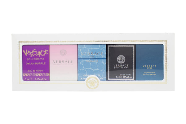 Versace Mini Set Gift Set 5ml Dylan Purple EDP + 5ml Bright Crystal EDT + 5ml Eau Fraiche EDT + 5ml Pour Homme EDT + 5ml Eros EDT