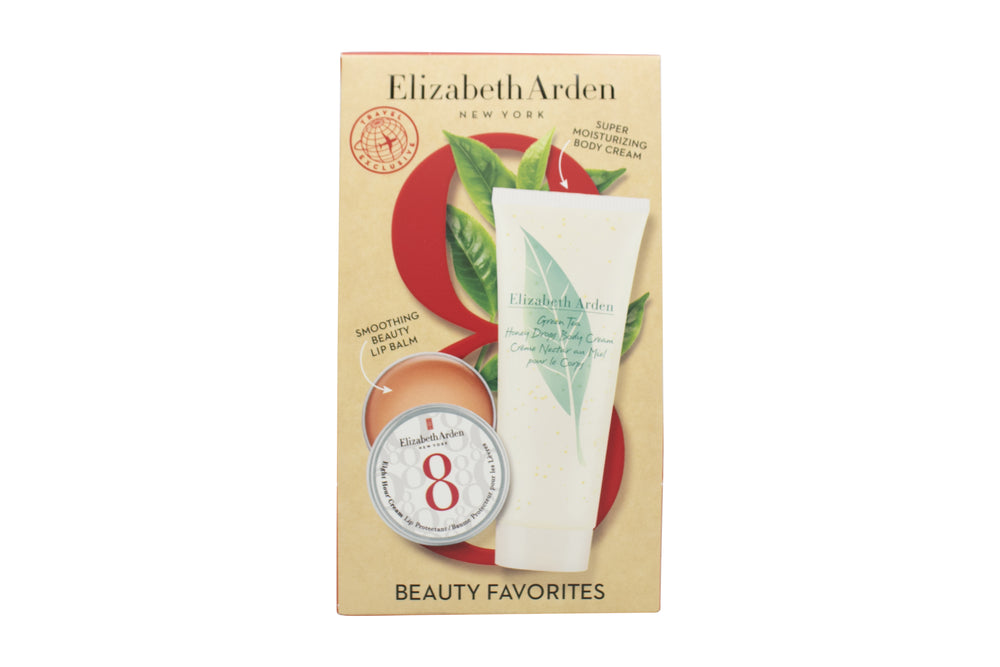 Elizabeth Arden Green Tea Gift Set 100ml Green Tea Honey Drops Body Cream + 8hr Cream lip Protectant in Tin 13ml
