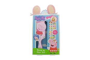 Peppa Pig Hair Gift Set 3 Pieces (This hair set contains:1x Swivel Mirror Hairbrush1x Peppa Pig Ear Hair Clips1x Alphabet Stickers)