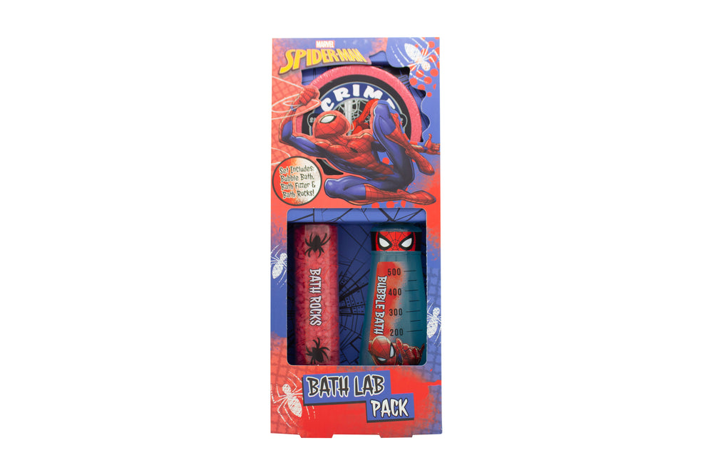 Marvel Spiderman Lab Pack Gift Set 100g Bath Fizzer + 50g Bath Rocks + 115ml Bubble Bath