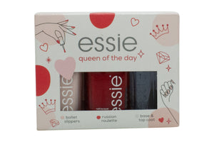 Essie Queen Of The Day Nail Polish Gift Set 13.5ml Ballet Slippers + 13.5ml Russian Roulette + 13.5ml Base & Top Coat