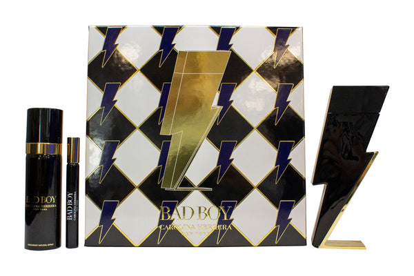 Carolina Herrera Bad Boy Gift Set 100ml EDT + 10ml EDT + 100ml Deodorant Spray