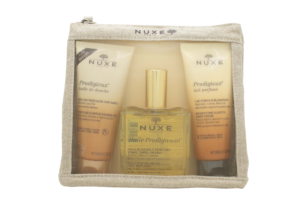 Nuxe Travel Essentials Set: Prodigieux Scented Body Lotion 100ml + Prodigieuse Oil 100ml + Shower Gel 100ml